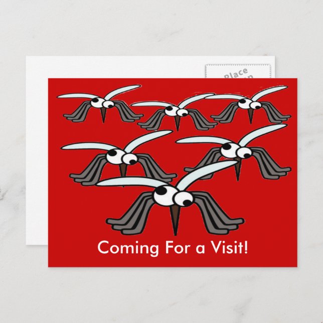 Funny Mosquitoes Flying Coming For a Visit Postcard (Front/Back)