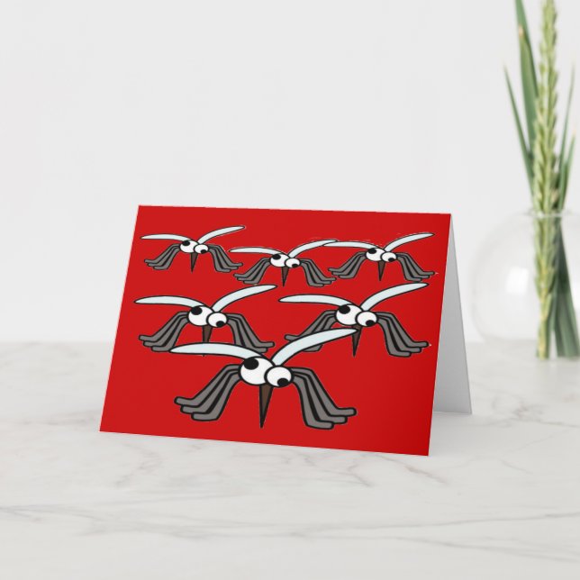 Funny Mosquitoes Flying Get Well Card (Front)