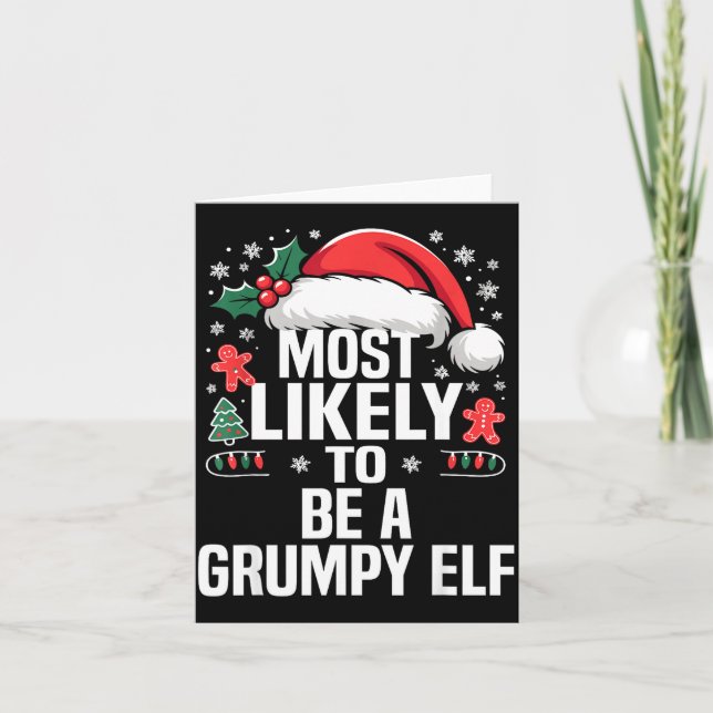 Funny Most Likely To Christmas Family Pajama Match Card (Front)