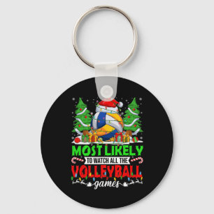 Funny Most Likely To Watch All The Volleyball Game Keychain