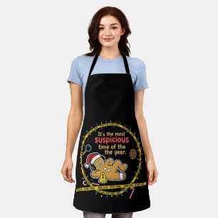 Funny "Most Suspicious Time of the Year" Gingerbr Apron
