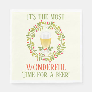 Funny Most Wonderful Time For A Beer Christmas Napkins