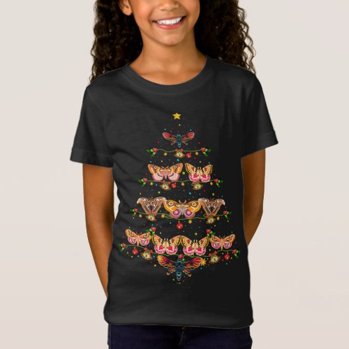 Funny Moth Bird Xmas Tree Gift Santa Hat Moth Chri T_Shirt