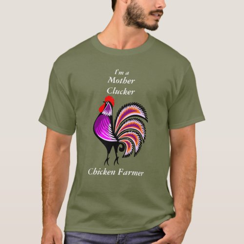 Funny Mother Clucker Chicken Farmer Purple Hen T_Shirt