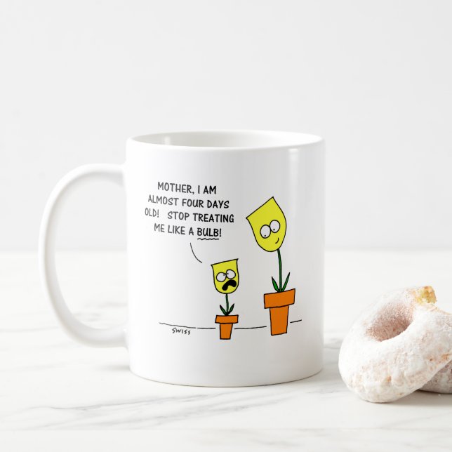 Funny Mother Daughter Humor Yellow Tulips  Coffee Mug (With Donut)