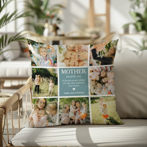 Funny Mother Definition Photo Collage Throw Pillow