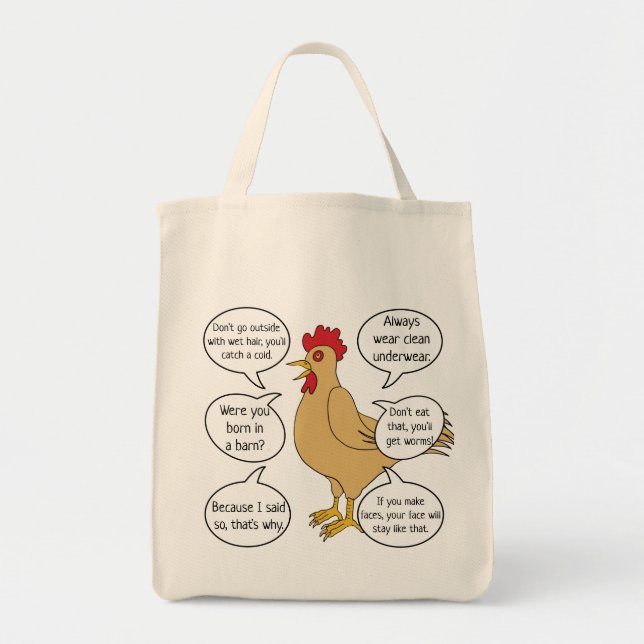 Funny Mother Hen Advice Grocery Tote Bag (Front)