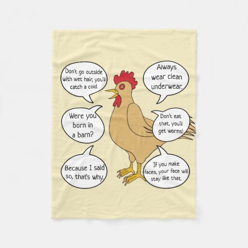 Funny Mother Hen Advice MoM Fleece Blanket
