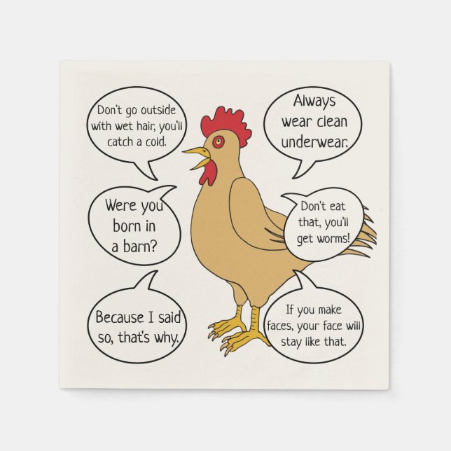Funny Mother Hen Advice MoM Napkins (Front)