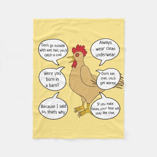 Funny Mother Hen Advice MoM Yellow Fleece Blanket