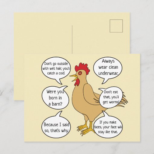 Funny Mother Hen Advice Mother's Day Postcard | Zazzle
