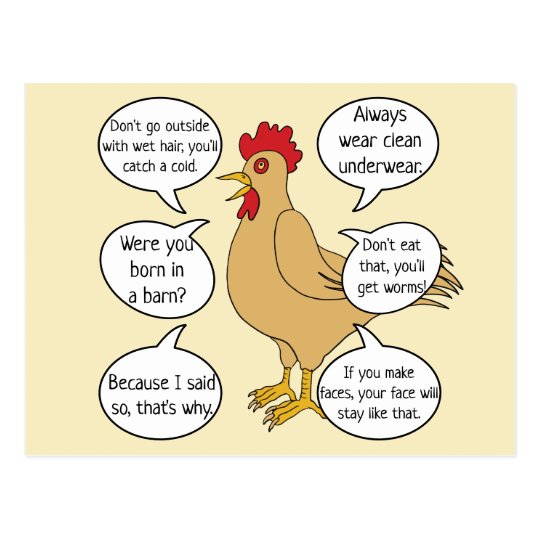 Funny Mother Hen Advice Mother's Day Postcard | Zazzle.com