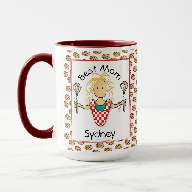 Funny Mother Mom Cartoon Cooking Cookie Coffee Mug (Left)
