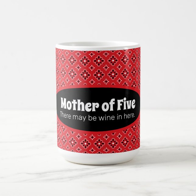 Funny Mother of Big Family Red Bandana Custom Coffee Mug (Center)