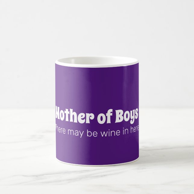 Funny Mother of Boys Bright Purple Coffee Mug (Center)