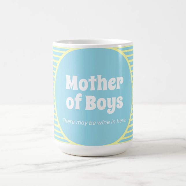Funny Mother of Boys Pastel Stripes Coffee Mug (Center)