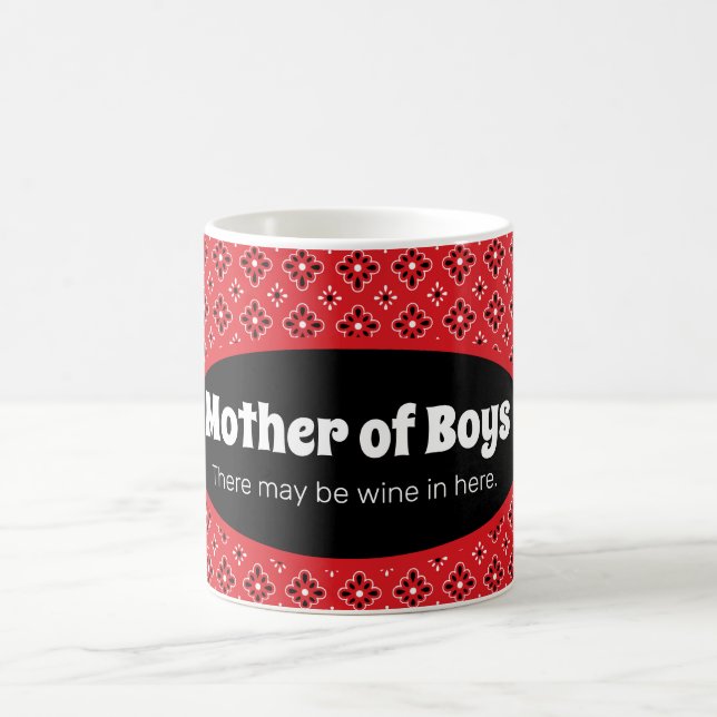 Funny Mother of Boys Red Bandana Coffee Mug (Center)