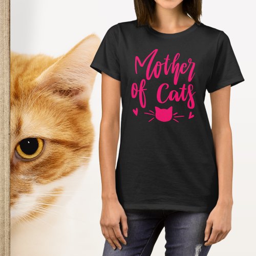 Funny Mother of Cats Pink Wording T_Shirt