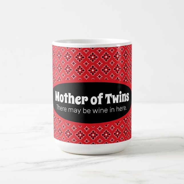 Funny Mother of Twins Red Bandana Coffee Mug (Center)