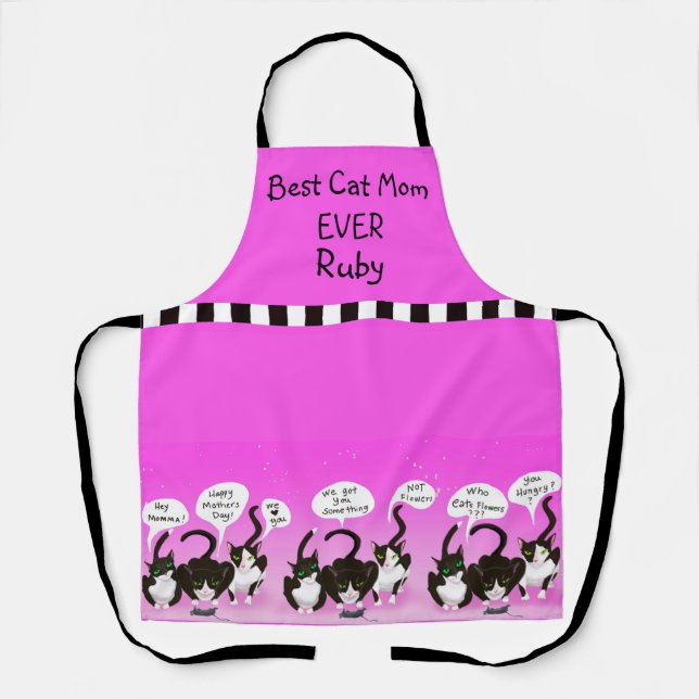 Funny Mother’s Day Apron from Cats – Best Cat Mom  (Front)
