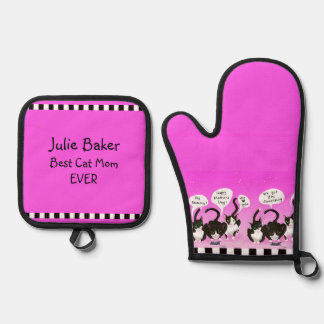 Funny Mother’s Day from Cats – Best Cat Mom Oven Mitt & Pot Holder Set