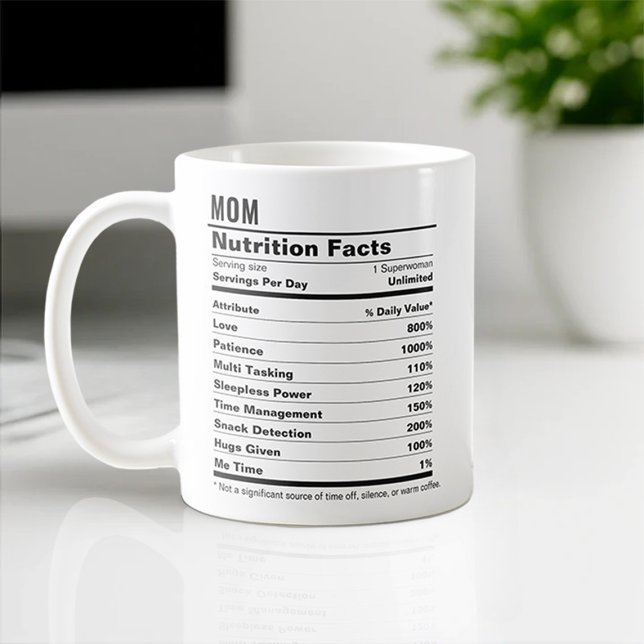  Funny Mother’s Day Mom Nutrition Facts Label Gift Coffee Mug (Creator Uploaded)