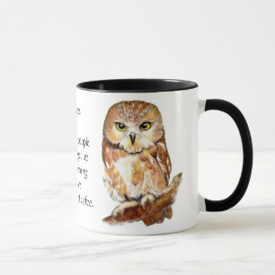 Funny Mother Up Before Coffee Quote, Owl Mug
