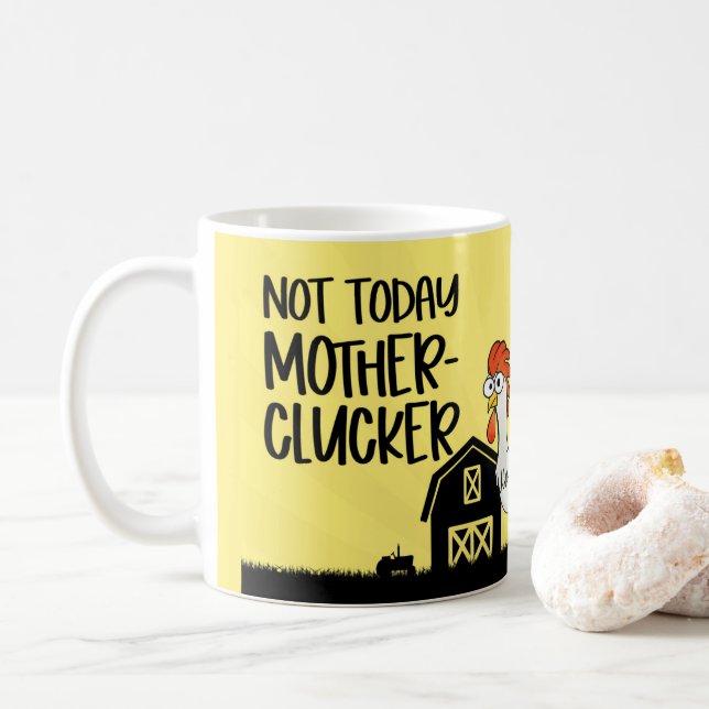 Funny Motherclucker Rooster Coffee Mug, Cup (With Donut)