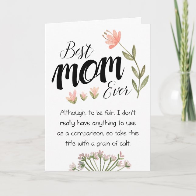 funny mothers day card best mom ever floral (Front)