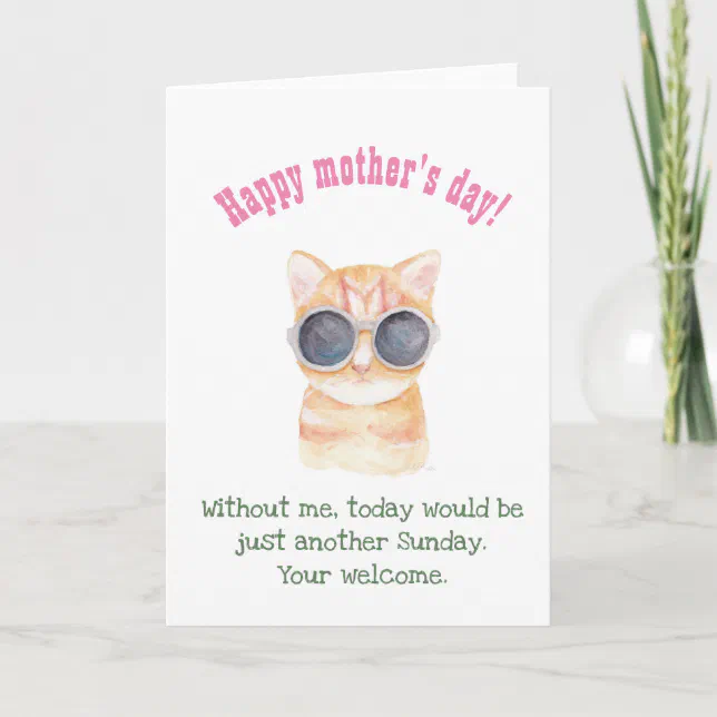 Funny Mother's day Card Funny Cat Card for Mom | Zazzle