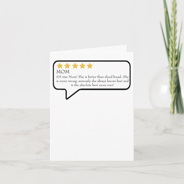 Funny Mothers Day Card, Mom Review Card (Front)