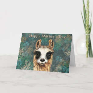 Funny Mother's Day Card with Curious Baby Llama