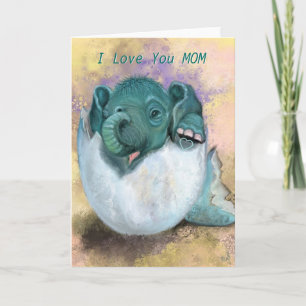 Funny Mother's Day Card with Cute Baby Elephant 
