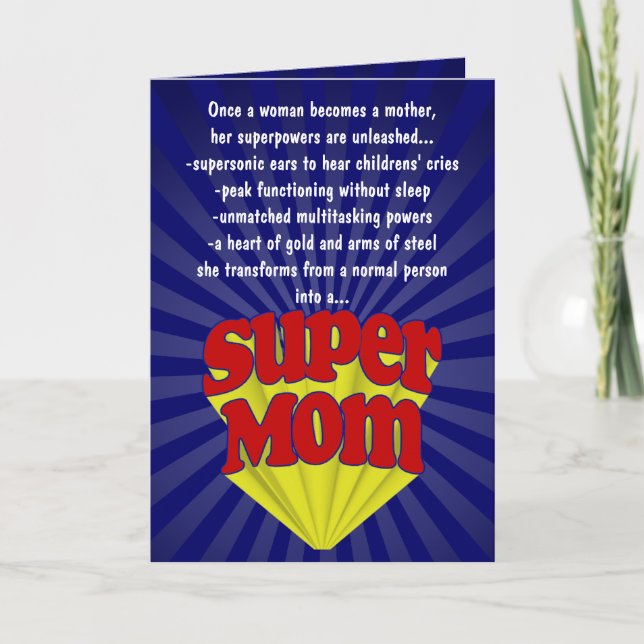 Funny Mother's Day Cards, Super Mom Card (Front)