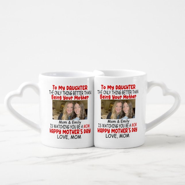 Funny Mother's Day Gift For Daughter From Mom Coffee Mug Set (Front Nesting)