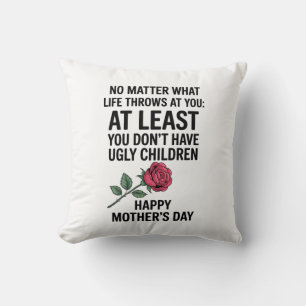 Funny Mother's Day Gift Rose Design Throw Pillow