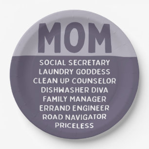Funny Mothers Day Life Of Mom Paper Plates