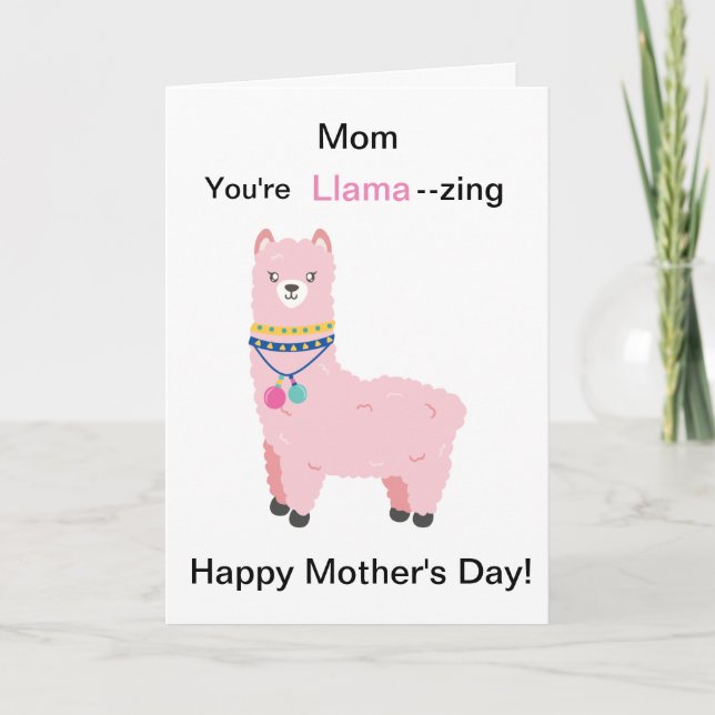 Funny Mother's Day Llama  Card (Front)