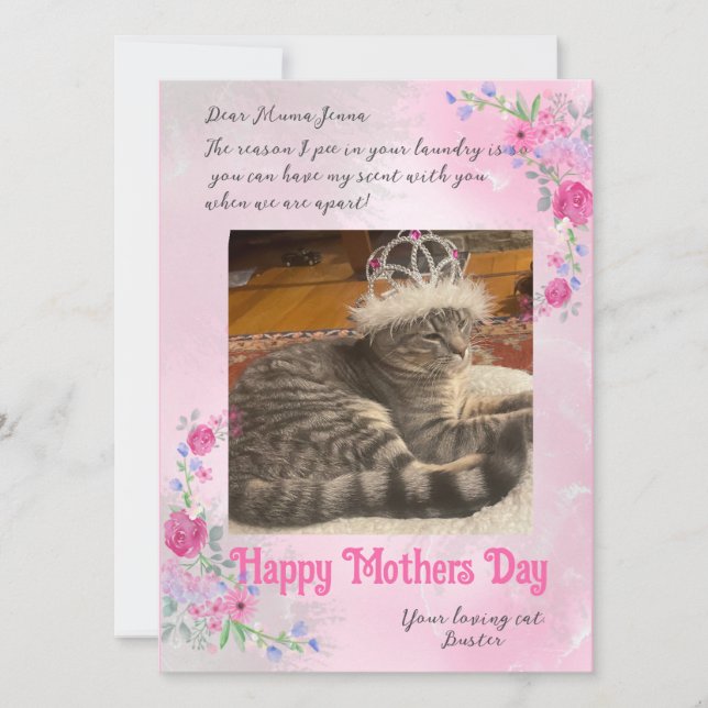Funny Mothers Day Love From Bad Cat Photo Card (Front)