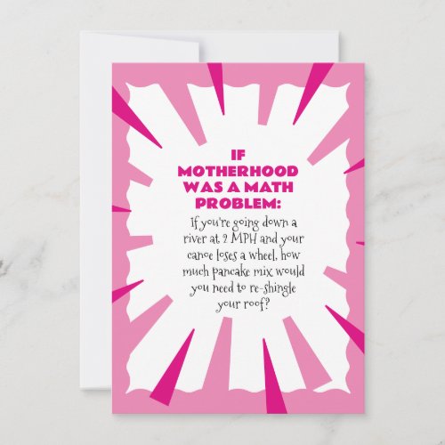 Funny Mothers Day Math Problem Card