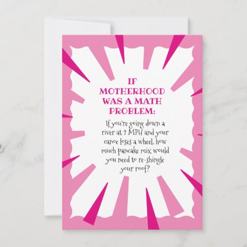 Funny Mothers Day Math Problem Card