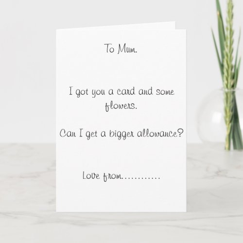 Funny Mothers DayMums birthday card