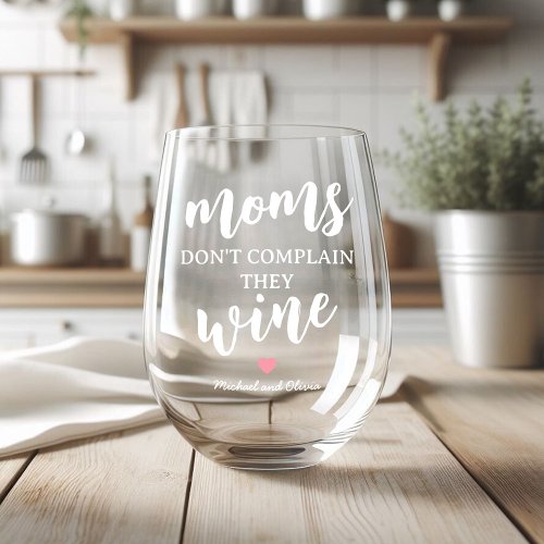Funny Mothers Day Stemless Wine Glass