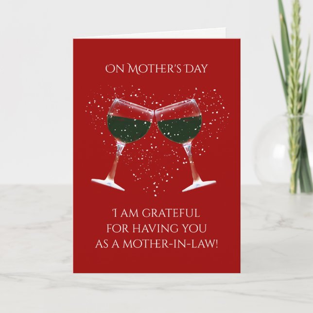 Funny Mothers Day Wine for Mother In Law Card (Front)