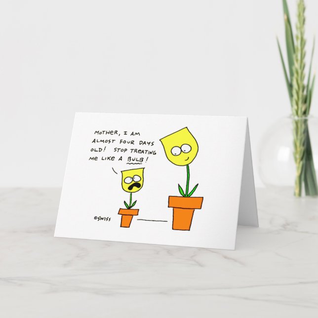 Funny Mothers Day Yellow Tulips Flowers Card (Front)