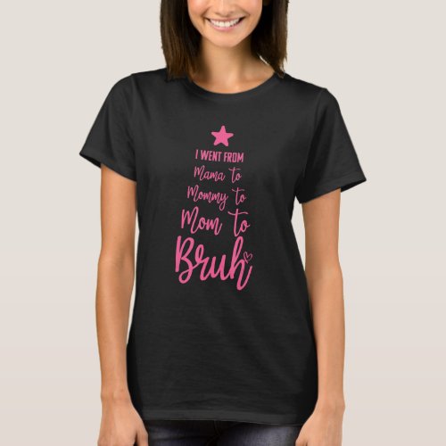 Funny Mothers Gag I Went From Mama To Mommy To Mom T_Shirt