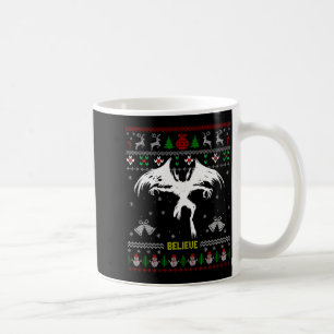 Funny Mothman Ugly Christmas Sweater Believe Crypt Coffee Mug