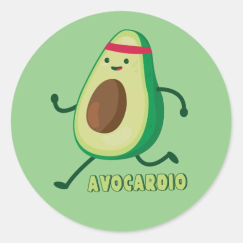 Funny Motivational Avocardio Button Classic Round Sticker