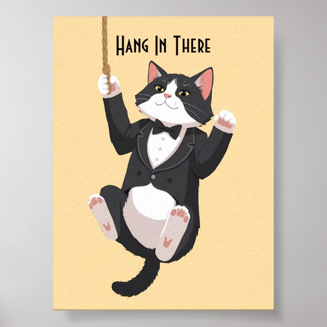 Funny motivational hang in there cat poster (Front)
