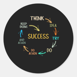 Funny motivational inspirational success cycle classic round sticker